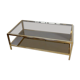 Gold metal coffee table with two glass and mirror trays 70