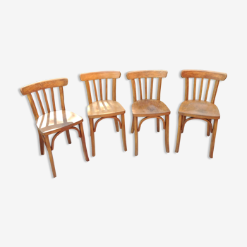Suite de quatre chaises bistrot pieds avec arceaux / vintage années 40-50