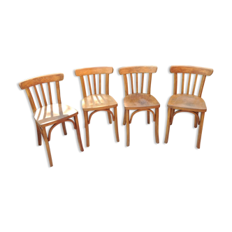 Suite of four foot bistro chairs with hoops / vintage 40s-50s