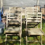 4 teak folding chairs