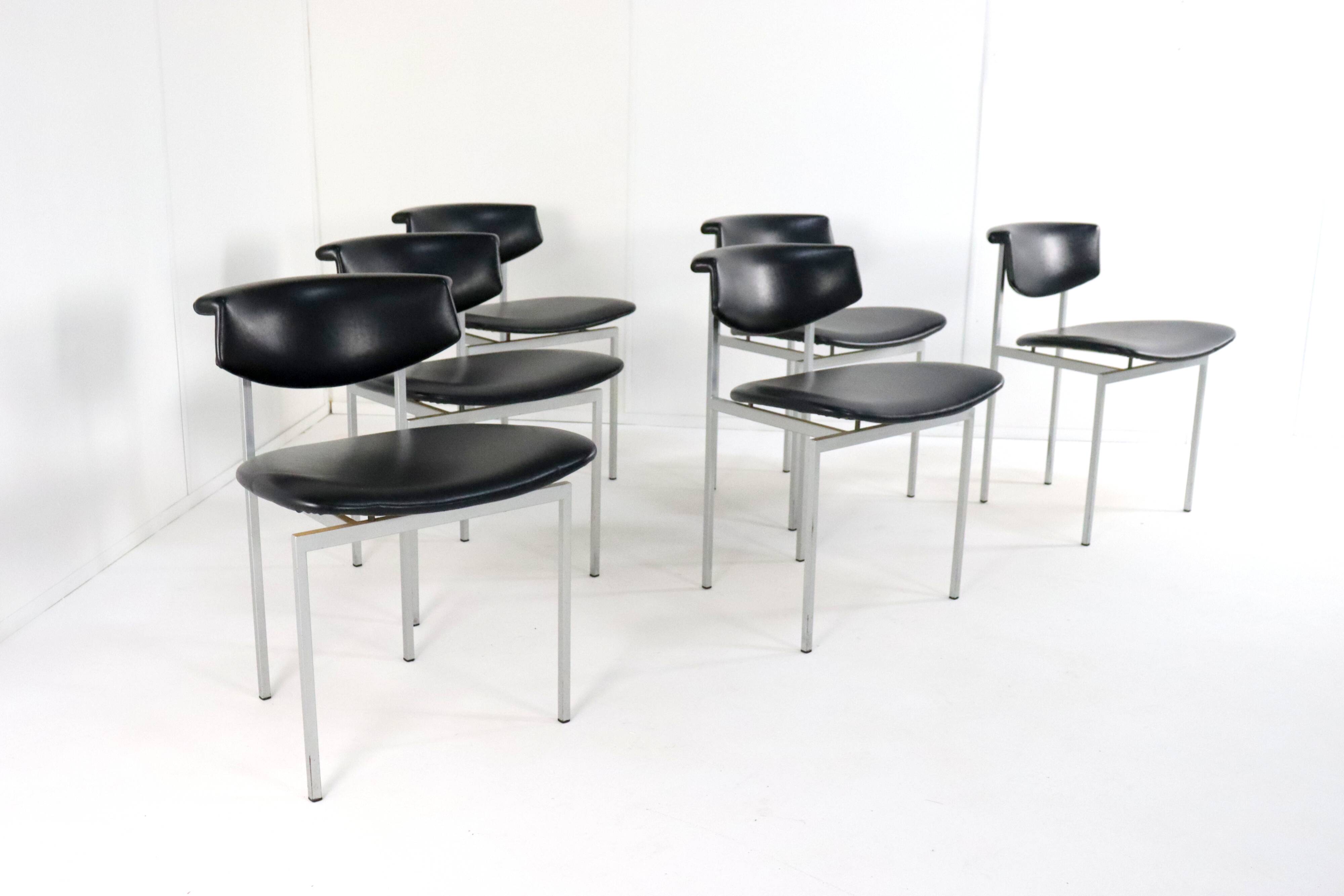 Set of 6 vintage Rudolf Wolf Meander Alpha 'Doorn' chairs