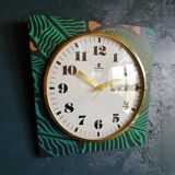 Vintage clock silent wall clock "Chronica ochre green"