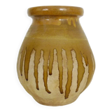 Vintage Provence glazed terracotta Biot jar with glazed neck. 20th century