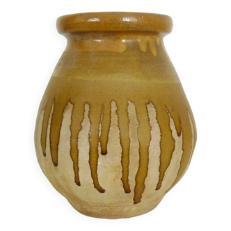 Vintage Provence glazed terracotta Biot jar with glazed neck. 20th century