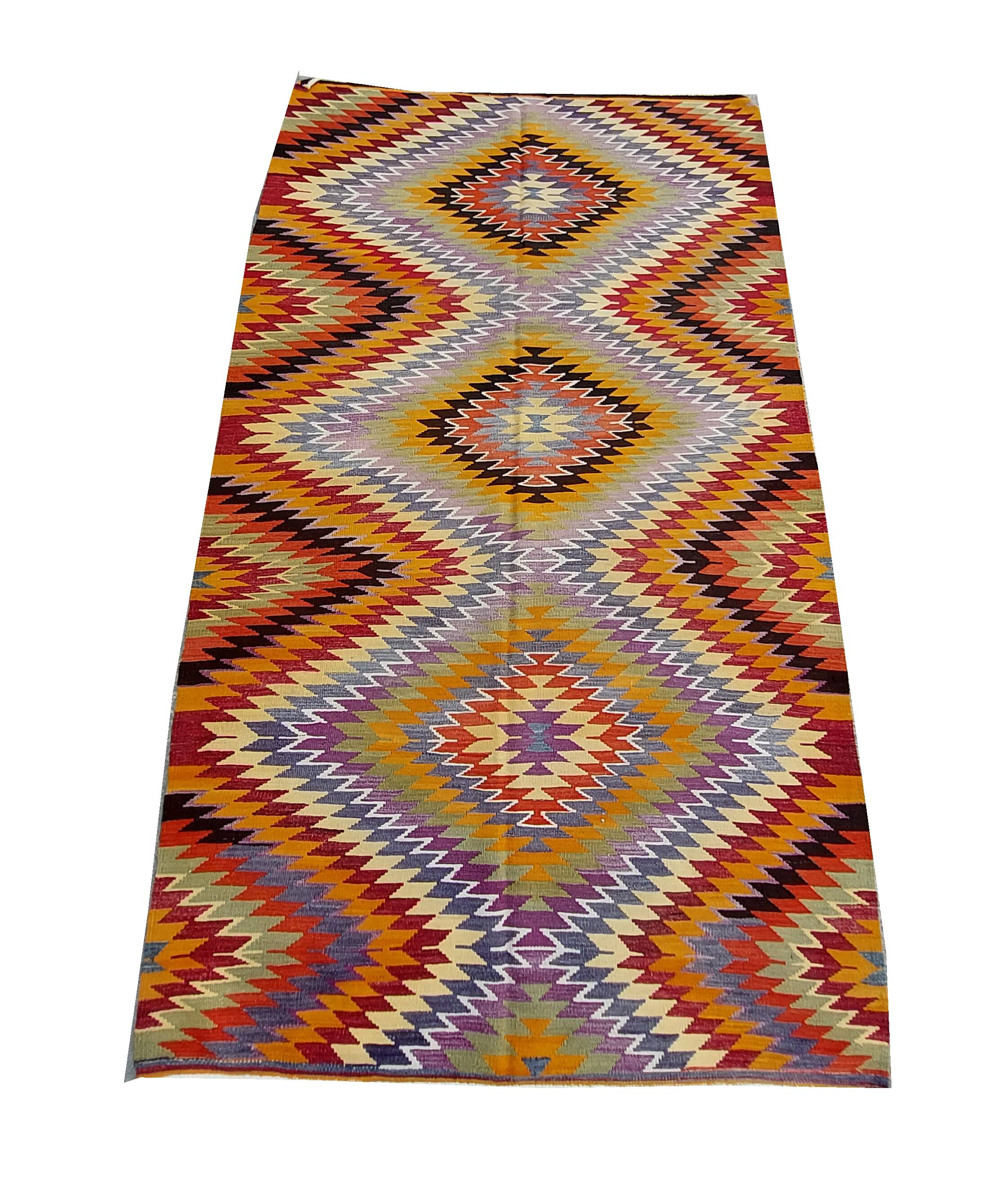 Turkish kilim rug,273x166 cm.MYK-1627