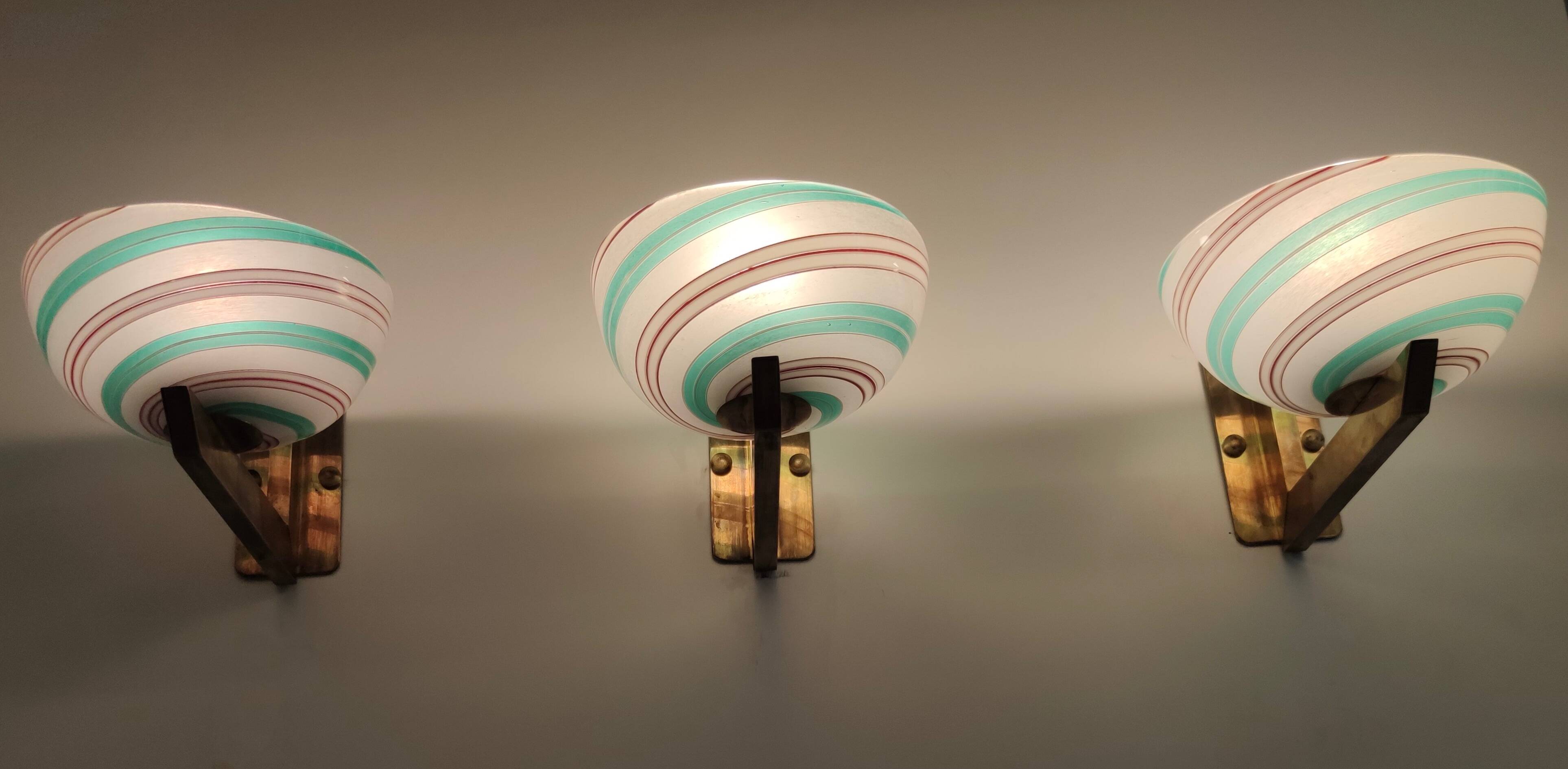 Rare Murano Glass and Brass Wall Light by Dino Martens for Aureliano Toso, Italy