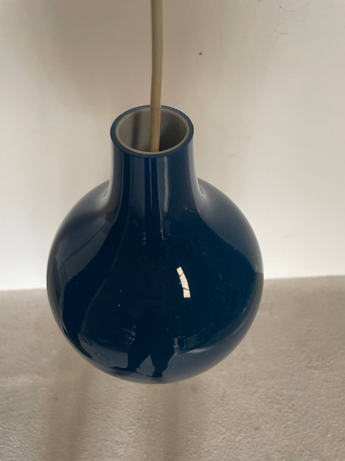 Peill and Putzler mid century vintage blue glass pendant chandelier