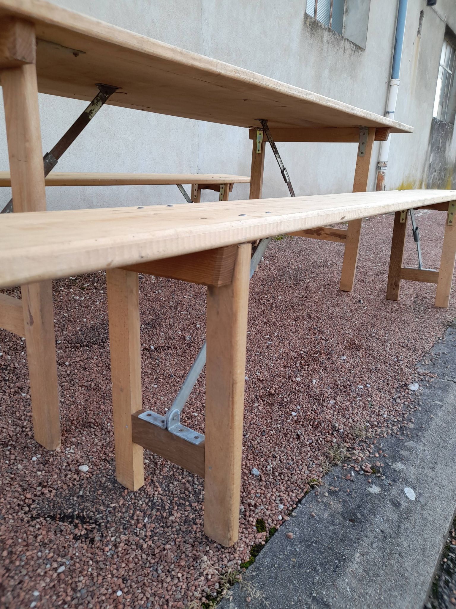 Table and folding benches of bistro guinguette -2m20