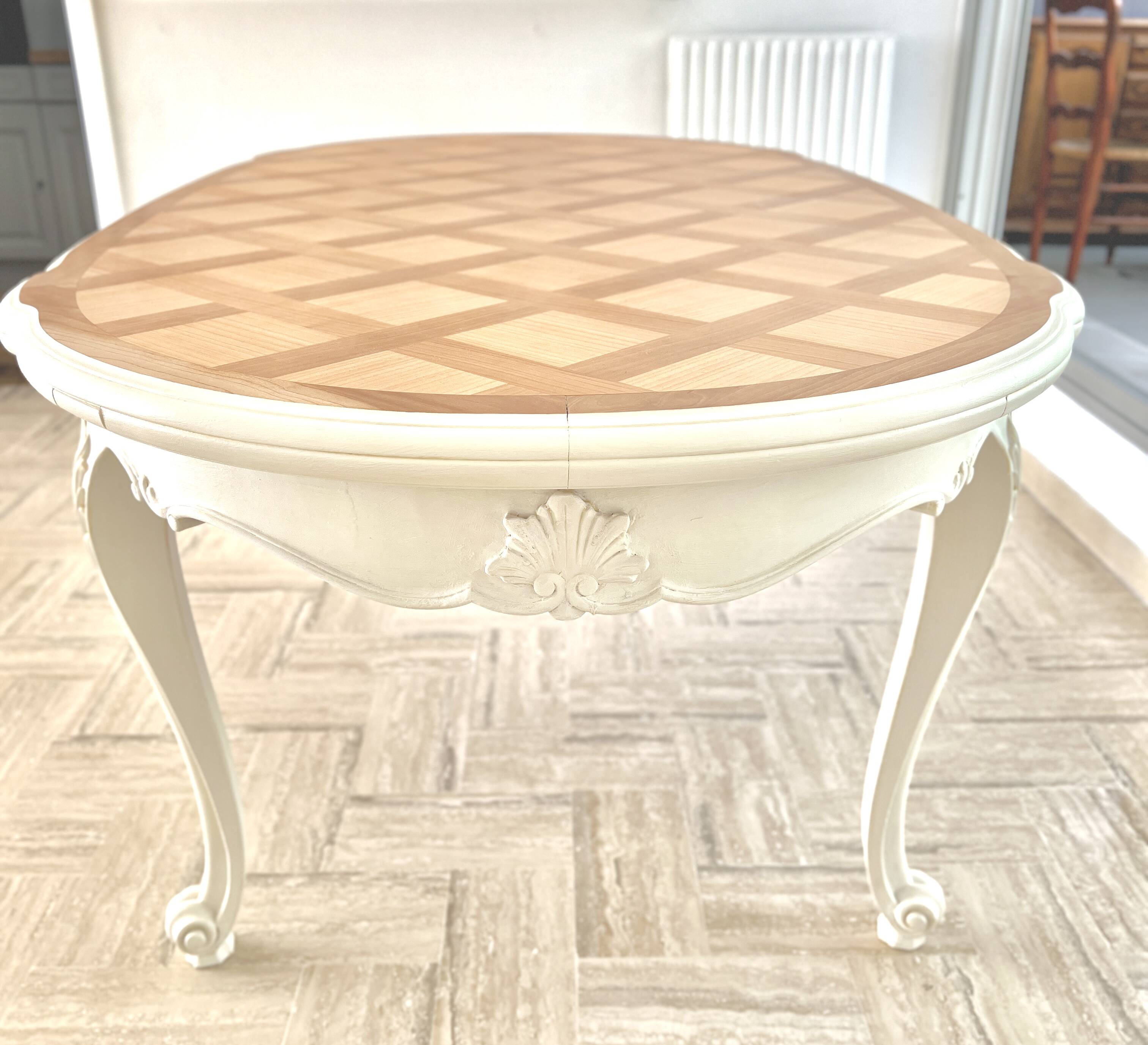 Cherry wood table with marquetry – Louis XV style