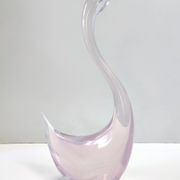 Pink Sommerso Murano glass swan by Elio Raffaeli, Italy
