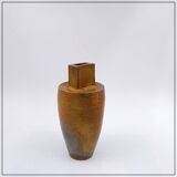 Vintage brown ceramic vase stamped "PV"
