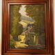 Old painting, oil on canvas, mountain landscape, early twentieth century