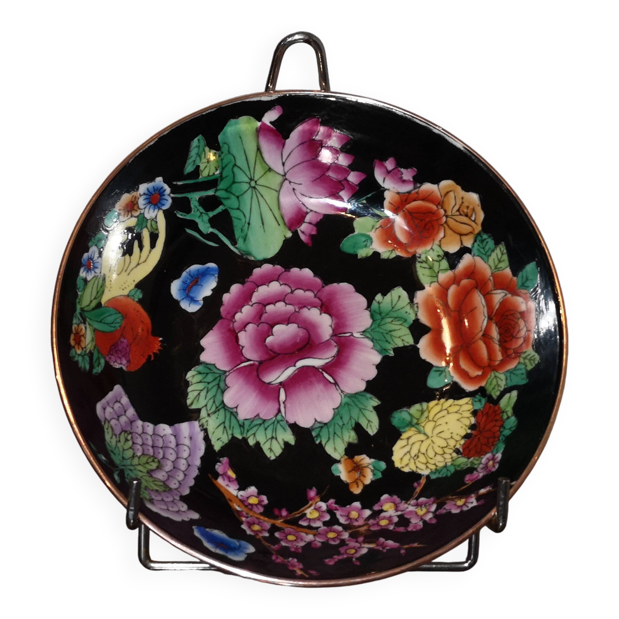 decorative plate porcelain cloisonné brass japan satsuma vintage 1950 1960