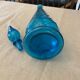 Vintage Empoli blue glass genie carafe