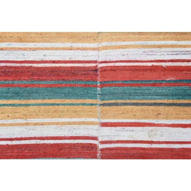 Vintage Turkish Oushak Handmade Wool Cotton Red Runner Rug 123x356