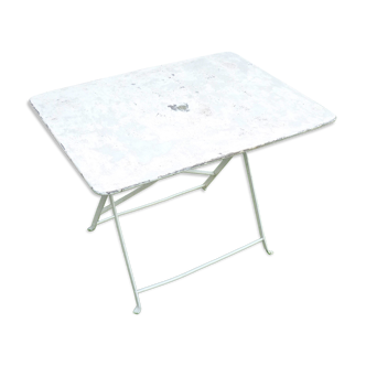 Table de jardin ancienne, pliante, rectangulaire en métal