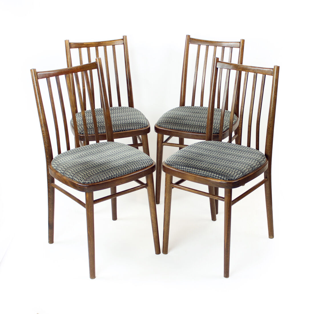 Set of 4 dining chairs in dark oak by ton, czechoslovakia 1960s