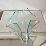 1970s glass trinket tray shaped like a handkerchief