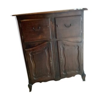 Black wooden cabinet with four doors. Width 100cm depth 52cm height 118cm