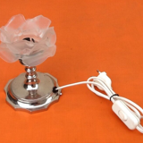 Art deco era table lamp chromed metal tulip in the shape of pink / opaque glass