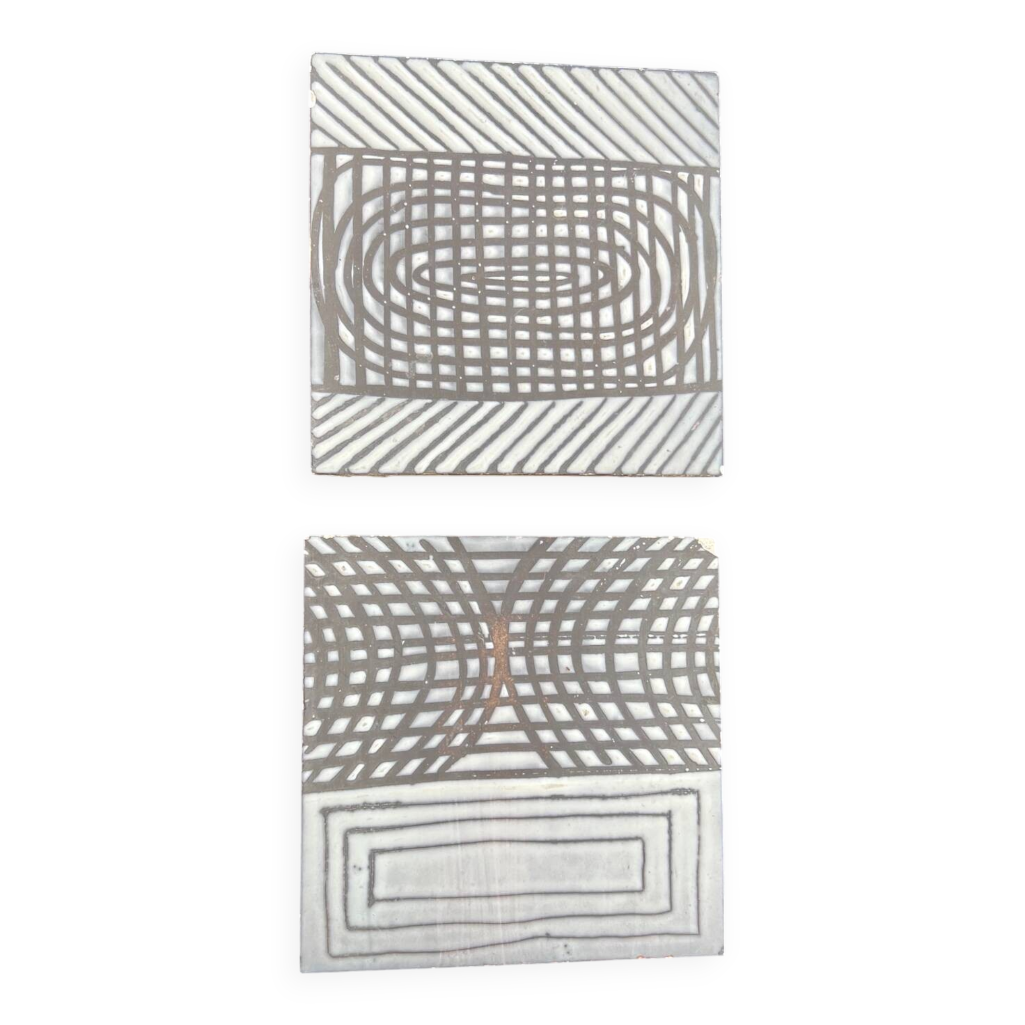 2 Roger Capron tiles – Geometric vintage ceramic