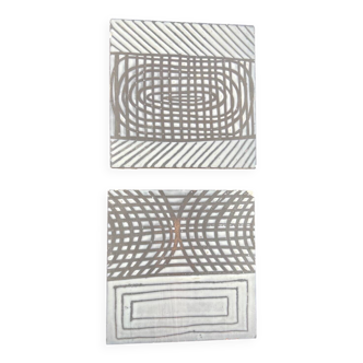 2 carreaux Roger Capron – Céramique vintage géométrique