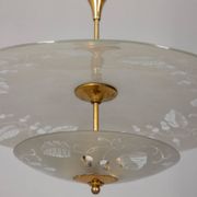 Lustre vintage années 40 en cristal décoré et laiton design italien