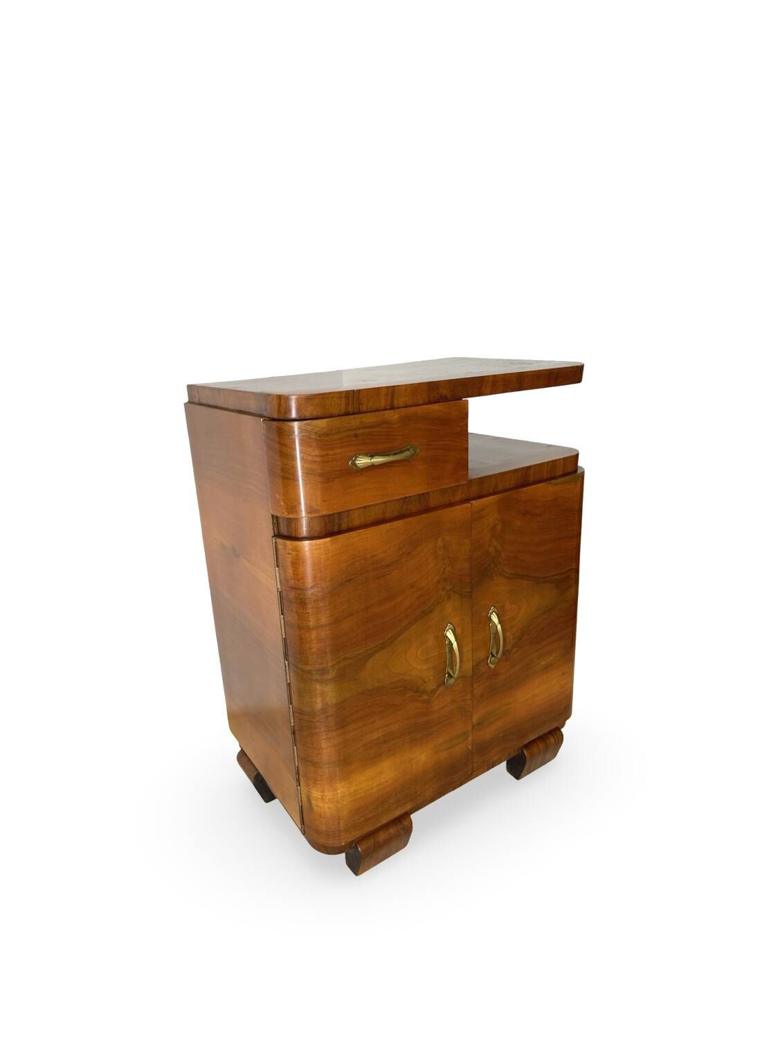 Tables de chevet Art déco italiennes en noyer, années 1940.