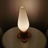 Lampe de table en bois avec calice en verre, 1970