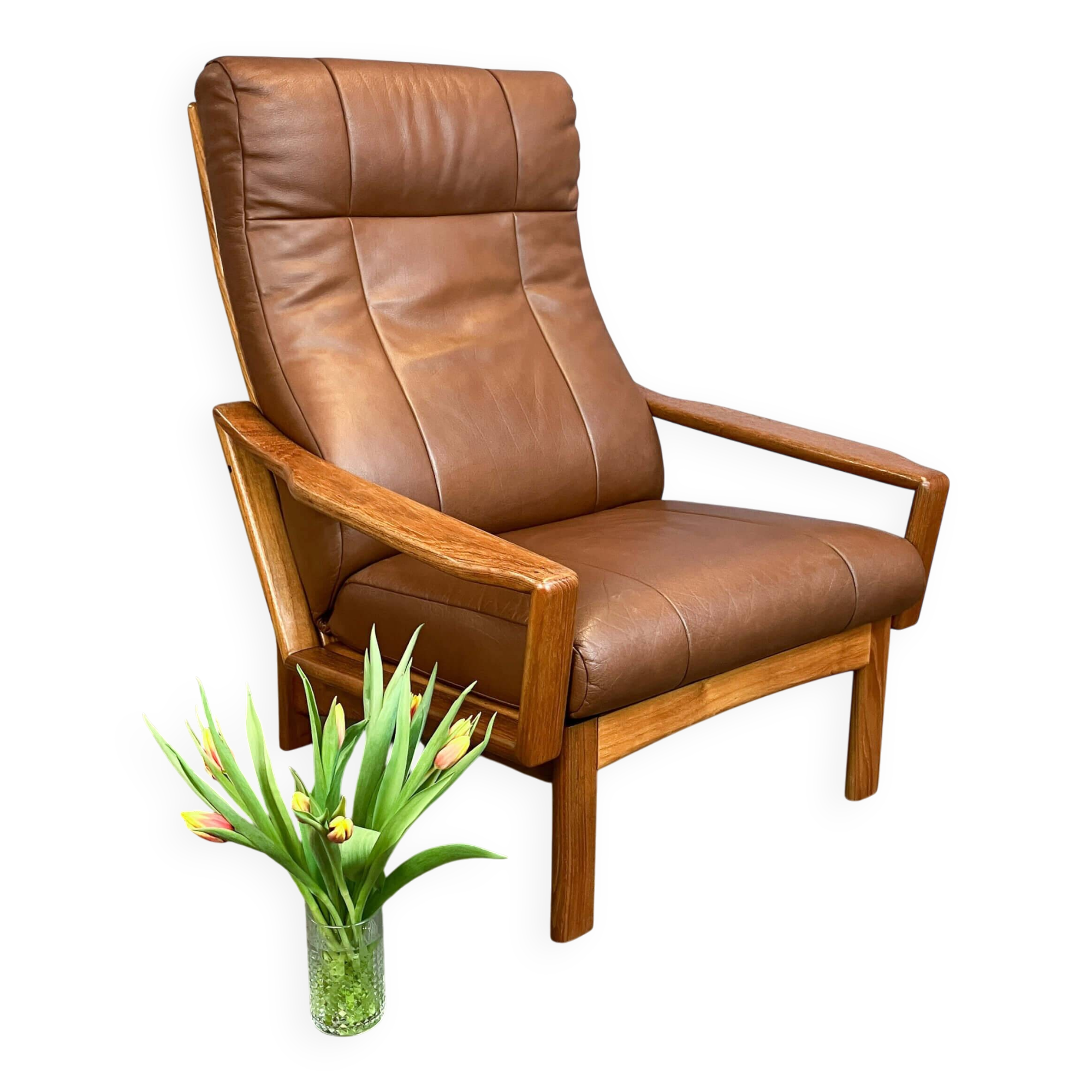 Lounge chair by Grete Jalk for Glostrup, teak and leather, 1960s