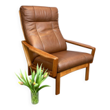 Lounge chair by Grete Jalk for Glostrup, teak and leather, 1960s