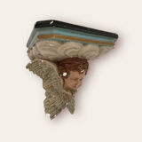 Nineteenth century plaster wall console, cherub decoration