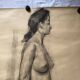 Large drawing of a nude woman signed around the 1940s dimension: height -150cm- width -80cm-