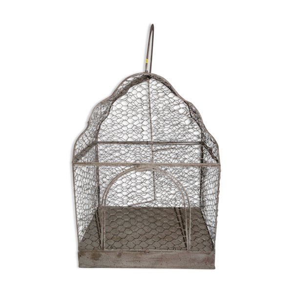 Cage en fer patiné gris