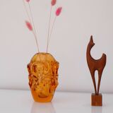 Vase en cristal fait main moderne du milieu du siècle en orange vif, Börne Augustsson
