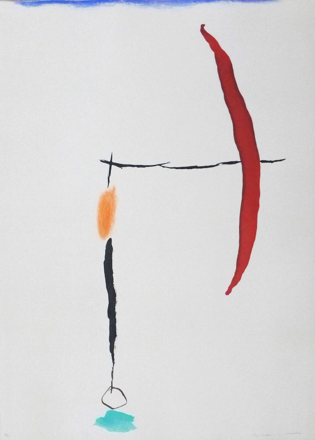 Original signed engraving Riera I Arago Jose Maria, Avión en ángulo con amarillo, 2010