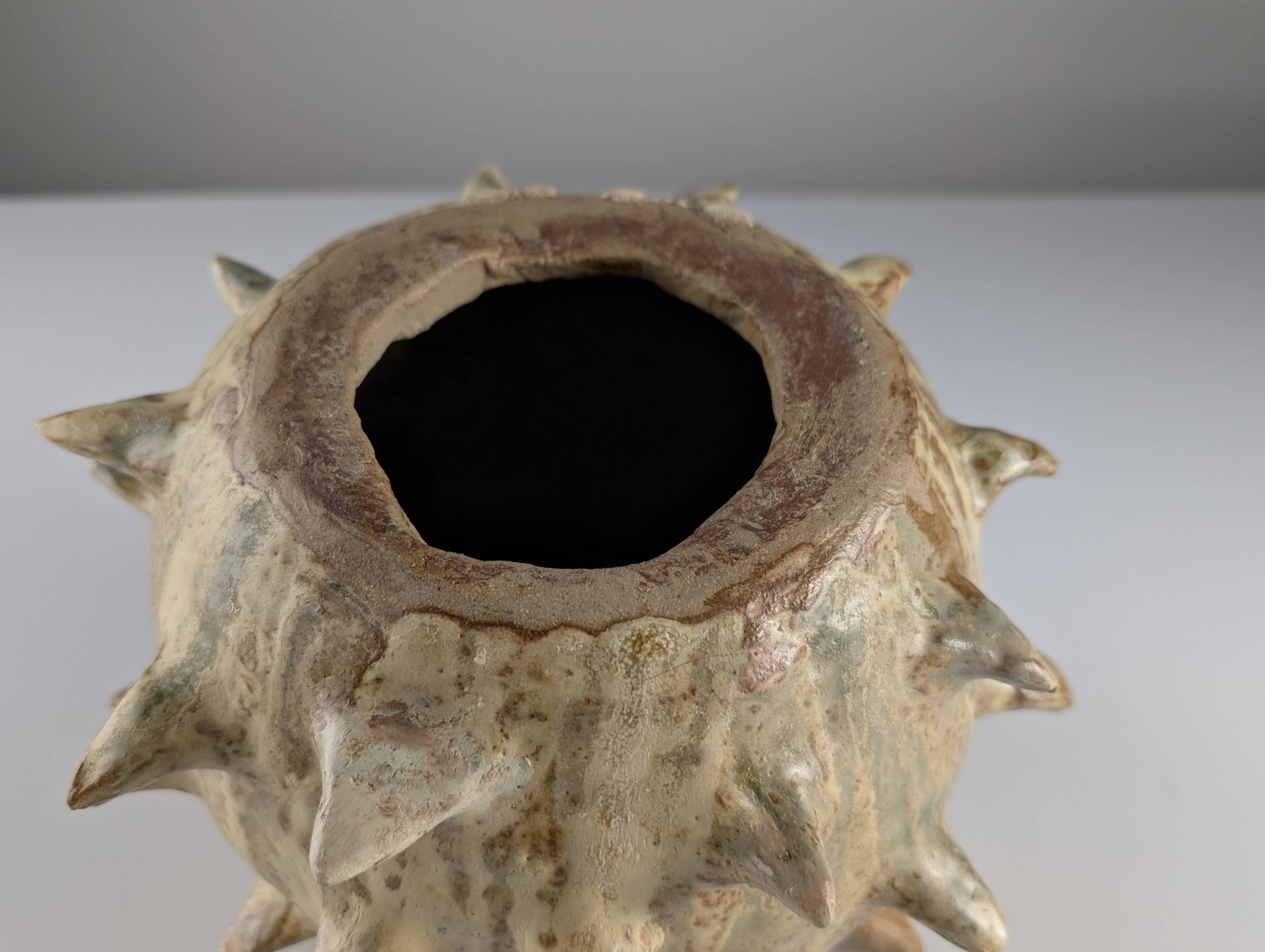 Large Organic Glazed Stoneware Chestnut Sculpture, 20th Century