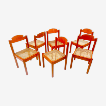 6 chaises de salle à manger orange