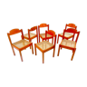 Set of 6 mid century modern orange dining chairs
