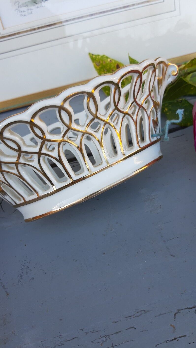 open porcelain basket fruit cup floral pattern