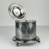 Antique silver biscuit box with silver plating by James Deakin & Sons, 1890s.