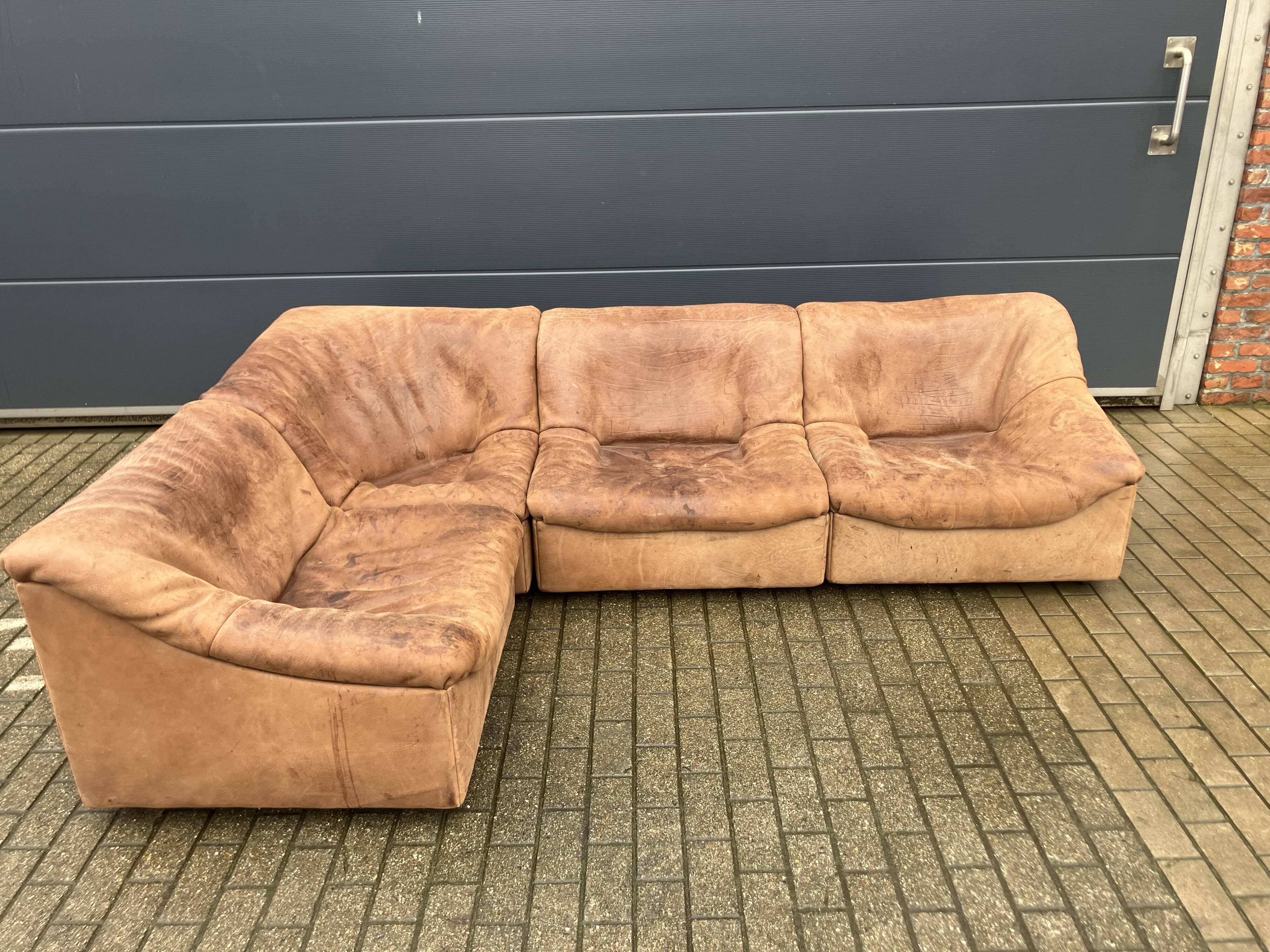 De Sede Ds46 Modulair 5mm Buffel leather NECK Cognac Bruin