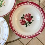 Set of 6 mismatched hollow plates Digoin Sarreguemines and Lunéville 40s