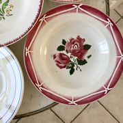 Set of 6 mismatched hollow plates Digoin Sarreguemines and Lunéville 40s