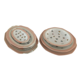 7 dishes Vintage Limoges porcelain pink and gold floral motifs