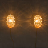 Pair of  bubble glass wall lamps by Helena Tynell for Limburg 1960