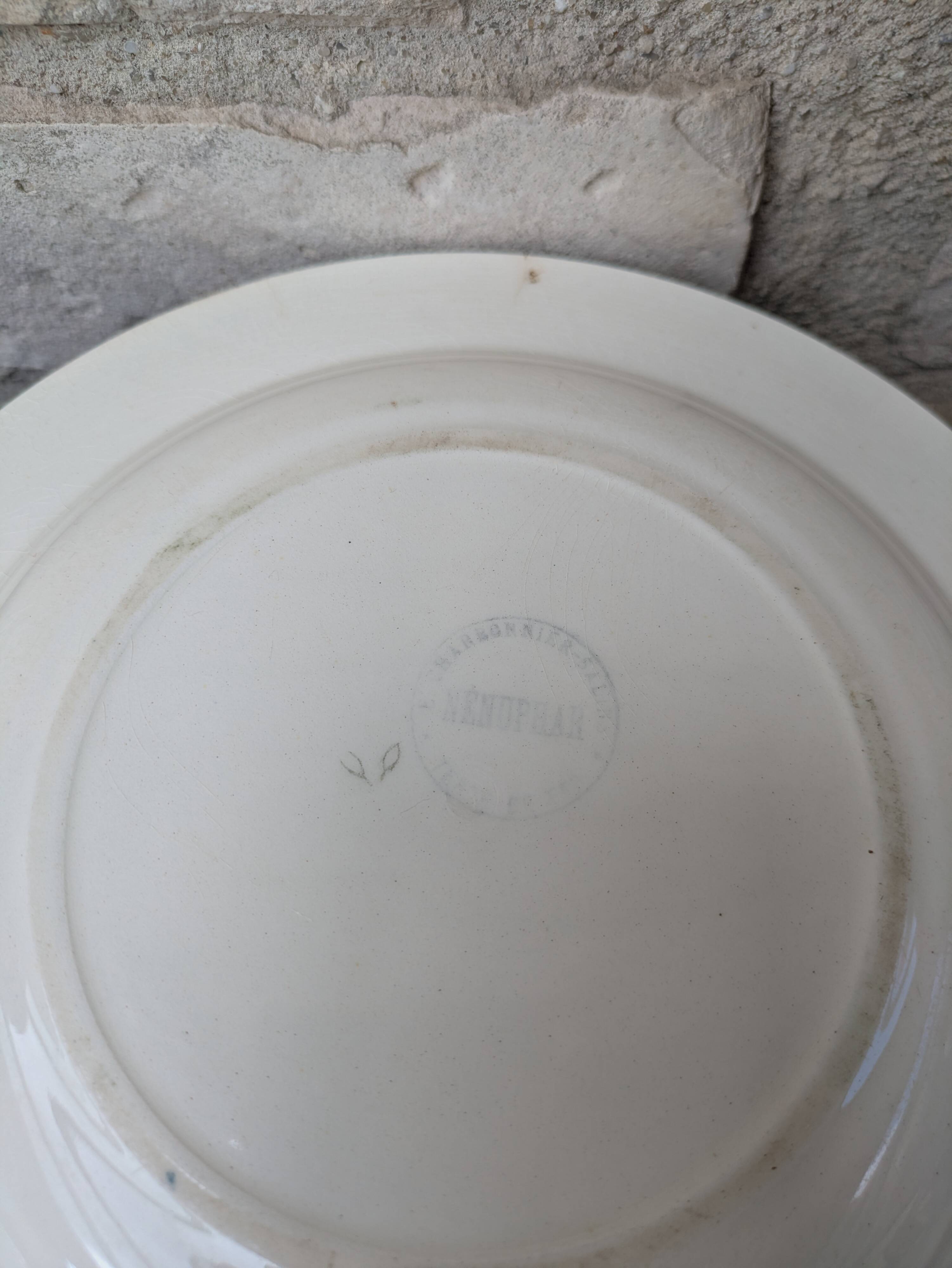 7 old deep plates in Salins earthenware model Nénuphar 24.5cm