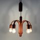 Suspended Sputnik counterweight lamp with 5 arms in teak by Domus, 1970s, Italy.