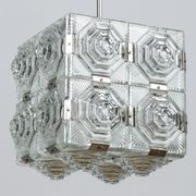 Suspension en cube de verre taillé de Kamenický Šenov, années 1950