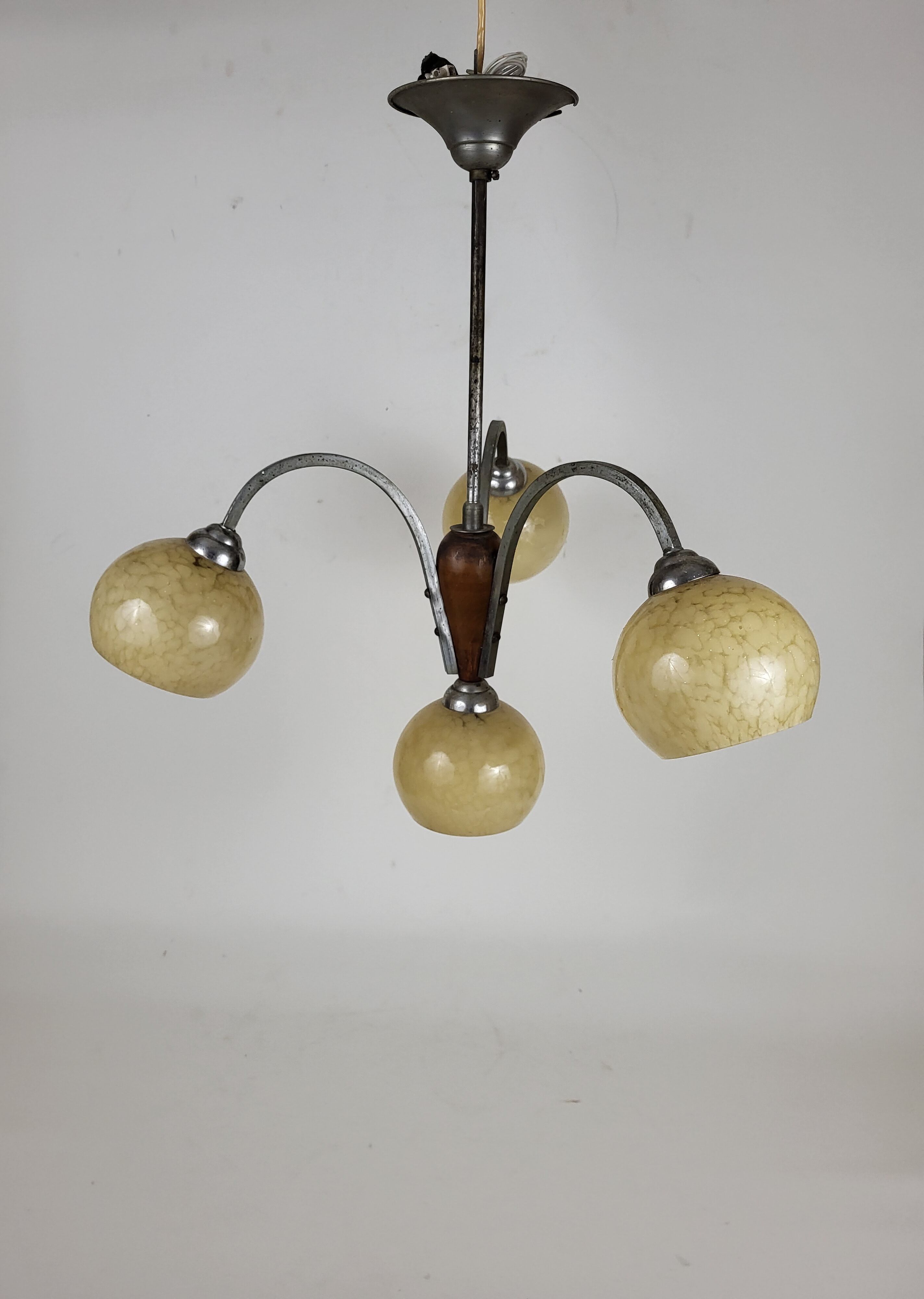 Chandelier suspension does marble glass 50s